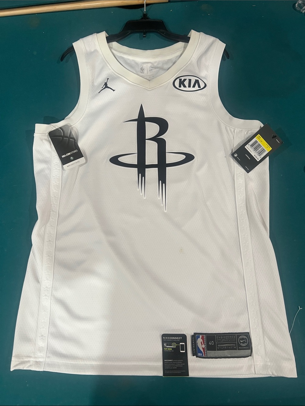 Jordan White Houston Rockets Logo Basketball Jersey